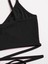 V Yaka Askılı Ipli Siyah Renk Fitilli Super Crop Top Büstiyer 4