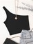 Asimetrik Yaka Kolsuz Tek Omuz Askılı Siyah Renk Fitilli Crop Top Bluz 1