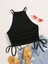 Askılı Halter Yaka Yüzücü Sırtlı Yanları Ipli Siyah Renk Fitilli Crop Top Bluz 1