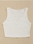 V Yaka Beyaz Renk Fitilli Crop Top Bluz 2
