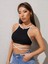 Askılı Halter Yaka Ipli Siyah Renk Fitilli Crop Top Bluz 4
