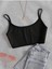 Bisiklet Yaka Askılı Siyah Renk Fitilli Crop Top Büstiyer 1