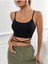 Yuvarlak Yaka Askılı Çapraz Bağcıklı Siyah Renk Fitilli Crop Top Büstiyer 5