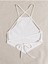 Halter Yaka Sırtı Açık Çapraz Askılı Bağcıklı Beyaz Renk Fitilli Crop Top Bluz 2