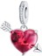 Kırmızı Şeffaf Kalp ve Ok Charm | 925 Ayar Gümüş 1
