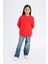 Kız Çocuk Kırmızı Bisiklet Yaka Baskılı Sweatshirt D6627A824AU 2