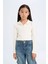 Kız Çocuk Cropped Fit Polo Yaka Basic Düz Fitilli Kaşkorse Uzun Kollu Tişört D3367A824AU 4