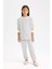 Kız Çocuk Pijama Takım Çizgili Uzun Kollu Üst Beli Lastikli Uzun Alt D7747A824WN 1