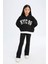 Kız Çocuk 2'li Takım Kapüşonlu Baskılı Sweatshirt İspanyol Paça Tayt D0725A824AU 1