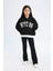 Kız Çocuk 2'li Takım Kapüşonlu Baskılı Sweatshirt İspanyol Paça Tayt D0725A824AU 2