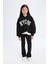Kız Çocuk 2'li Takım Kapüşonlu Baskılı Sweatshirt İspanyol Paça Tayt D0725A824AU 3