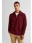 Erkek Bordo Regular Fit Yarım Fermuarlı Sweatshirt 3