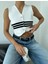 Çizgili Triko Crop Yelek Bluz Ekru - 1467.100 2