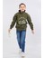 Degaje Yaka 3 Ip Kışlık Erkek Çocuk Kalın Sweatshirt Haki MRN7022 1