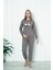 Fwn 4006 Interlok Kışlık Bulut Desenli Kadın Pijama Takımı 1