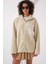 Kadın Krem Cep Detaylı Fermuarlı Oversize Peluş Sweatshirt HZL25W-FRY1554461 1