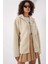 Kadın Krem Cep Detaylı Fermuarlı Oversize Peluş Sweatshirt HZL25W-FRY1554461 3