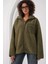 Kadın Haki Cep Detaylı Fermuarlı Oversize Peluş Sweatshirt HZL25W-FRY1554461 3