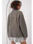 Kadın Antrasit Cep Detaylı Fermuarlı Oversize Peluş Sweatshirt HZL25W-FRY1554461 5