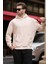 Bej Kapüşonlu Cep Detaylı Dokulu Sweatshirt E7101 1