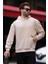 Bej Kapüşonlu Cep Detaylı Dokulu Sweatshirt E7101 2