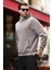 Gri Kapüşonlu Cep Detaylı Dokulu Sweatshirt E7101 2