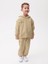 Bej Unisex Çocuk Kapüşonlu Nature Concept Baskılı Oversize Sweatshirt Hoodie 2