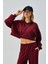 Kadın Bordo Oys Modal Kapüşonlu Sweatshirt ve Beli Lastikli Pantolon Alt/üst Takım 28031 1