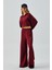 Kadın Bordo Oys Modal Kapüşonlu Sweatshirt ve Beli Lastikli Pantolon Alt/üst Takım 28031 2