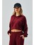 Kadın Bordo Oys Modal Kapüşonlu Sweatshirt ve Beli Lastikli Pantolon Alt/üst Takım 28031 4