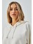 Kadın Ekru Oys Modal Kapüşonlu Sweatshirt ve Beli Lastikli Pantolon Alt/üst Takım 28031 5
