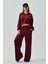 Kadın Bordo Oys Modal Kapüşonlu Sweatshirt ve Beli Lastikli Pantolon Alt/üst Takım 28031 5