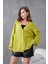 Yağ Yeşili Yumoş V Yaka Düğmeli Oversize Triko Hırka 24106 4