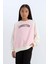 Kız Çocuk Relax Fit Bisiklet Yaka Baskılı Sweatshirt D6642A824AU 1