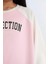 Kız Çocuk Relax Fit Bisiklet Yaka Baskılı Sweatshirt D6642A824AU 5