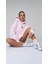 Kapüşonlu Içi Polar Yüksek Baskılı Pembe Oversize Hoodie Sweatshirt 4