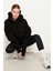 Kapüşonlu Içi Polar Siyah Oversize Hoodie Sweatshirt 1
