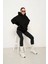 Kapüşonlu Içi Polar Siyah Oversize Hoodie Sweatshirt 2
