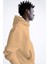 Kapüşonlu Içi Polar Bej Oversize Hoodie Sweatshirt 2