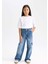 Kız Çocuk Wide Leg Kargo Geniş Paça Jean Pantolon C8540A824AU 1