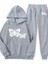 Özel Tasarım Kapüşonlu Whıte Butterfly Baskılı Şardonlu Kışlık Kız Çocuk Eşofman Takımı 1