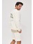 Bisiklet Yaka Içi Polar Move Ahead Yazı Baskılı Beyaz Oversize Sweatshirt 5