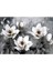 Yağlı Boya Efektli Çiçek Tablosu Derin Gri (Siyah - Beyaz Kombini) 3