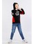 Kapüşonlu 3 Ip Kışlık Erkek Çocuk Baskılı Kalın Sweatshirt Siyah MRN7014 2