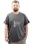 Mode Xl Büyük Beden Erkek T-Shirt V Yaka Baskılı Belıeve U24054 Antrasit 1