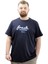 Büyük Beden Erkek T-Shirt Bisiklet Yaka Baskılı Fresh U24059 Lacivert 1