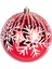 Yılbaşı Topu Renkli Pullu Beyaz Kar Taneli 2'li Paket Kırmızı 10 Cm. 2