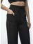 Kadin Keten Pantalon ve Crop Takım - Siyah 4