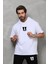 Unisex Kapşonlu Oversize T-Shirt Takım - Beyaz 2