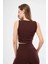 Kadın Fitilli Baskılı Crop - Bordo 2